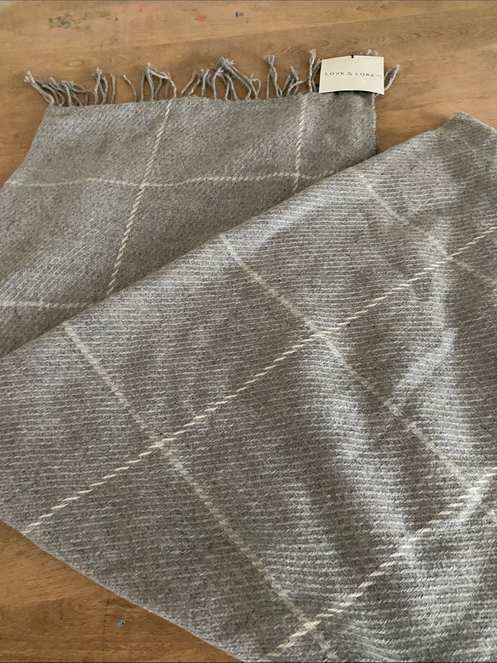 LOVE & LORE Gray Windowpane Throw Blanket